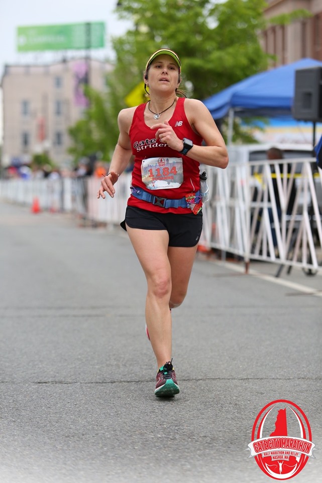Susanne Carpenter running the Gate City Half in 2018