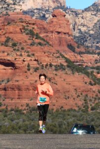 Coming over a huge hill during the 2016 Sedona Half, stunning course!