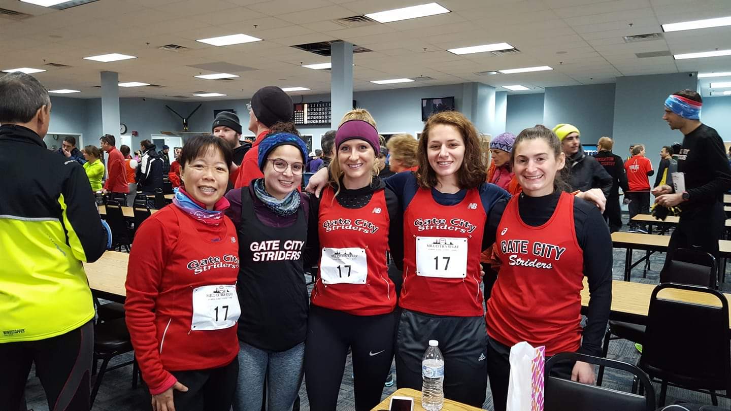 MCR 2019 in single digit weather with Melissa, Kelley, Fast Kate, and Kato (L to R)