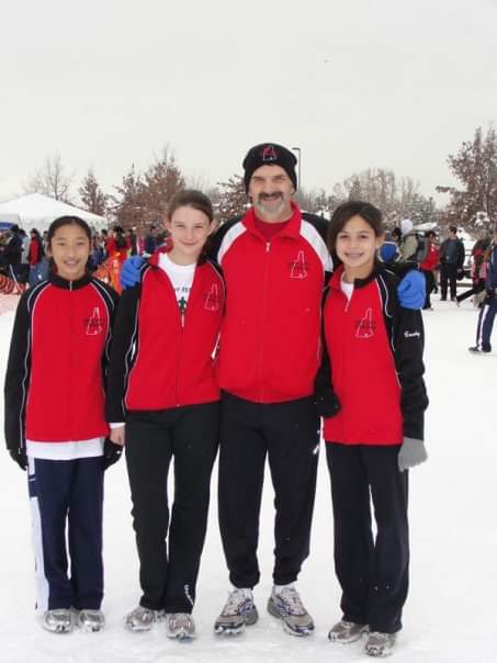 Dec. 2009 at Junior Olympic Cross Country Nationals in Reno, NV with Bri, Cassie, and Mike. I was 14 here. Reno just got 3' of snow before the race. Jan Platt put Pam cooking spray on the bottom of our spikes so the snow wouldn’t stick.